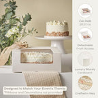 Pack of 10 Cake Boxes with Window (9.84" x 9.84" x 3.93") - Ideal for Bakery, Cookie and Donut - White Leather - Image 3