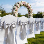 Silver Chair Sashes 50 Pack, Satin Chair Ribbons for Chairs Covers for Wedding Party Decor, Chairs Bows for Reception Ceremony Birthday Decoration - Image 3