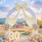 Beige Large Bows Backdrop Giant Bows Birthday Party Decorations Large Giant Bow Decor, Cream Giant Satin Bow Decoration for Wedding Baby Shower Birthday Photo Booth 47"x24" - Image 6