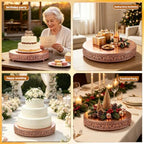14 Inch Rose Gold Cake Stand, Round Metal Dessert Display with Ornate Filigree Lace, Dual‑Coated Premium Finish for Wedding, Anniversary & Elegant Home Decor - Image 6