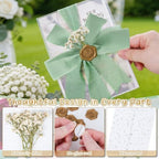 Hysagtek 50 Set Wedding Invitation Wrap Kit - Pre-Folded Vellum Jackets Bulk for 5 x 7 Invitations, Chiffon Ribbon Gold Wax Seal Stickers Dried Gypsophila for Bridal Invite Baby Shower DIY Craft - Image 4