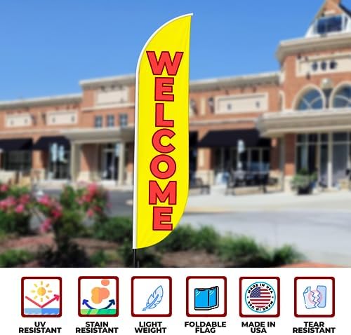 Welcome 2 Sign Feather Flag Pole Kit for Outdoor by Mavis Printing | 15 FEET Long Polyester Outdoor Banner Flag for Easy Hang | HD Print Swooper Flag Pole Mount to Celebrate Welcome 2 - Image 6