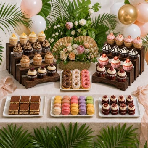3 Set Upgraded Wooden Tiered Risers Display Stand - Image 4