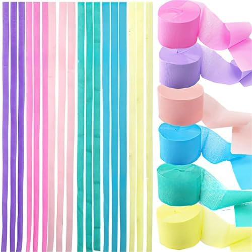 Crepe Paper Colorful Party Decorations Crepe Paper Streamers with Hanging Fringe Tinsel Curtain for Baby Shower Birthday Party Decor(8 pcs Mermaid) - Image 2