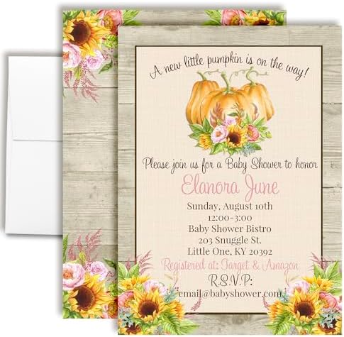 Amanda Creation Custom Baby Shower Invites Watercolor Pumpkin Baby Shower Invitation 20 5x7 Custom Personalized Pumpkin Invites With Envelopes by AmandaCreation