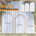 Arch Backdrop Stand and Cover Set 7.2ft,6.6ft,6ft Metal Arch Frame Stand Gold with White Cover for Wedding Birthday Party Baby Shower with Storage Bag(White, 7.2FT+6.6FT+6FT) - Image 2