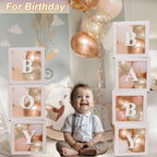 7PCS White Transparent Balloon Boxes, Baby Boxes with Letters for Baby Shower, Custom Name Boxes Backdrop for Bride Wedding Birthday Boy Girl Gender Reveal Graduation Party Decor - Image 2