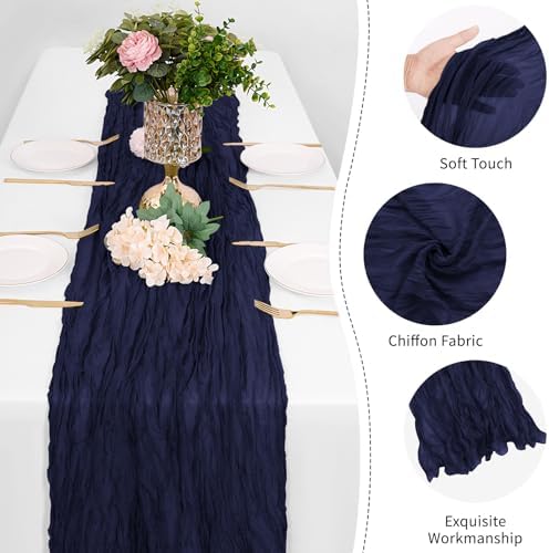 25 Pack Navy Blue Cheesecloth Table Runner 17 x 108 Inch Gauze TableRunner Fabric Semi Sheer Cheese Cloth Table Runner Bulk for Rustic Romantic Wedding Baby Shower Table Decoration - Image 5