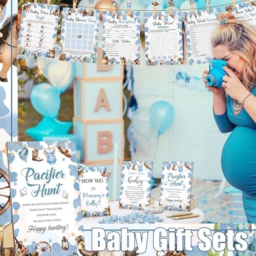 Sherr 476 Pcs Blue Cowboy Baby Shower Game, 9 Styles Baby Shower Activities - Image 5