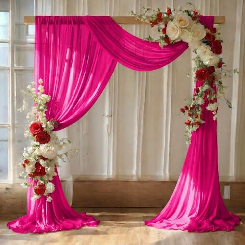 Pack of 1 Wedding Arch Drape Panel Fabric 30" x 40ft - Hot Pink by MDS
