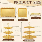 Remerry 16 Pcs Dessert Table Display Set 3 Tier Cake Stands, Gold - Image 4