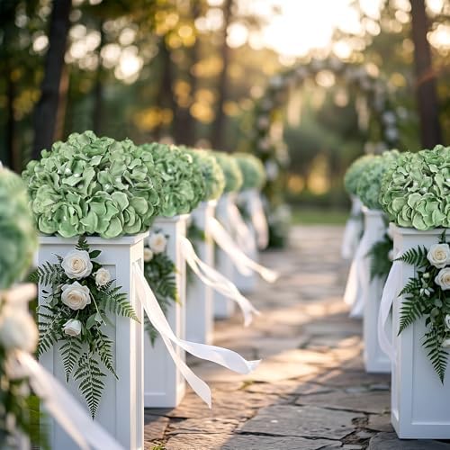 Sage Green Hydrangea Flower Balls for Centerpieces,12 PCS, 8 Inch - Image 3