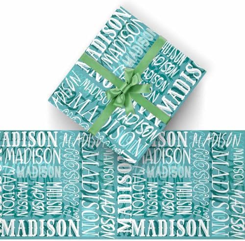 AOFUN Custom Name Text Funny Christmas Birthday Gift Designer Wrapping Paper - 5 Rolls, 58" x 23" Each - Image 2