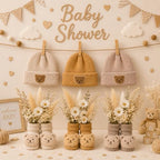 3 Set Baby Shower Table Decorations Bear Theme Socks Bulk with Dried Flower and Knit Hat for Photo Props Gender Reveal Table Centerpieces Baby Party Supplies Neutral Party Decor by Unknown