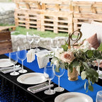 MASHAN 12Pcs Black and Blue Tablecloth Party Decorations,Plastic Black Table Cloth Printed Blue Runner Disposable Rectangle Table Cover for Birthday Wedding Anniversary Graduation Party,54 x108 Inch - Image 5
