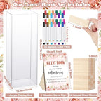 80 Wedding Guest Book Alternative tumbling tower Wooden Block, Floral - Image 2