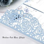 50PCS Baby Blue Laser Cut Wedding Invitation with Envelopes and Rsvp Cards - Image 5