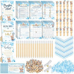 Sherr 476 Pcs Blue Bear Baby Shower Games, 9 Styles Baby Shower Activities by Sherr