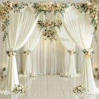 20ft x 10ft Ivory Backdrop Curtain for Wedding Ivory Wrinkle Free Backdrop Drapes Panels for Parties Baby Shower Bridal Shower Birthday Photo Photography Polyester Fabric Background Decoration - Image 4