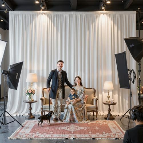 50x10FT Backdrop Curtains with Rod Pockets - Wrinkle Free Photo Stage Backdrop 10 Panels Curtains Drapes for Photography Wedding Party Baby Shower Decorations (White) - Image 4