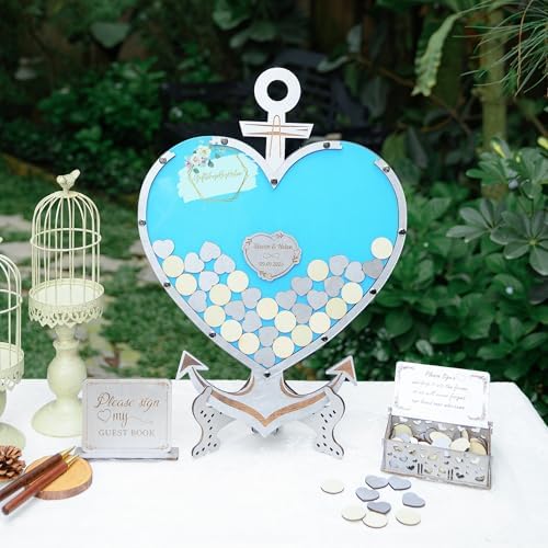 Wedding Guest Book Alternative Drop Box Frame - Anchor Nautical Beach Wood - Image 4