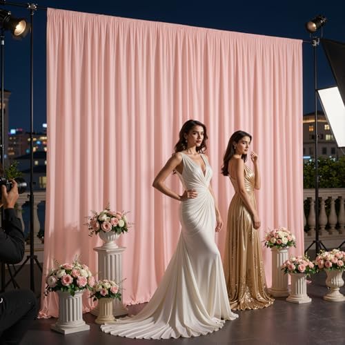 40x10ft Pale Pink Backdrop Curtains for Wedding Parties Wrinkle Free Photo Backdrop Drapes for Photography Birthday Baby Shower Soft Fabric Party Backgournd for Photoshoot 5x10ft, 8 Panels - Image 5