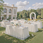 Ivory Tulle Tablecloth for 8 FT Rectangle Tables 2-Pack, Ideal for Weddings - Image 6