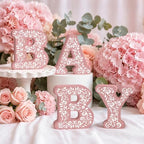 4 Pcs Cielito Lindo Baby Shower Decorations Pink Wooden Baby Letters, 6 inch Mexican Theme Wooden Blocks for Party Decor, Rustic Centerpiece for Gender Reveal Birthday Nursery Shelf Decor by Elasign