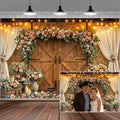 10x10ft Western Wedding Backdrop Rustic Barn Door Photography Backdrop Farmhouse Pink Flower Cabin Wooden Birthday Baby Shower Country Anniversary Bridal Party Banner Photo Booth Props Background by Mtsxfy