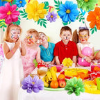 Geyee 40 Pcs Mexican Giant Paper Flowers Leaves Set, 24 Pcs Large Mexico Tissue Paper Flowers and 16 Green Leaves for Mexican Party Wedding Archway Fiesta Birthday Decoration 20" 10'' - Image 7