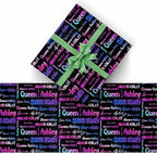 AOFUN Custom Name Gift Wrapping Paper Holiday Gift For Couples Personalized Name Text Wrapping Paper Multi Color Personalized Logo Gift 5 Rolls 58" x 23" - Image 2