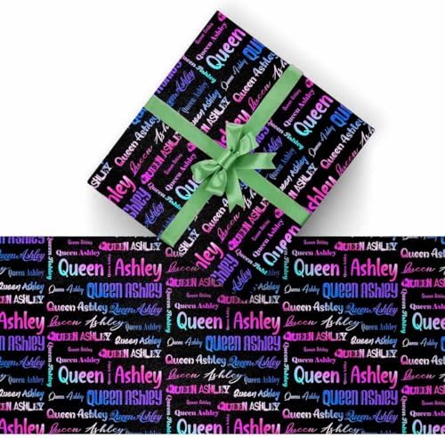 AOFUN Custom Name Gift Wrapping Paper Holiday Gift For Couples Personalized Name Text Wrapping Paper Multi Color Personalized Logo Gift 5 Rolls 58" x 23" - Image 2
