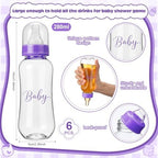 6 Sets Bottle Chug Baby Shower Games Juegos Para Plastic Baby Bottles Bibs Disposable Diapers Gender Reveal Games Baby Changing Diaper Race Game Decoration (Purple) - Image 2