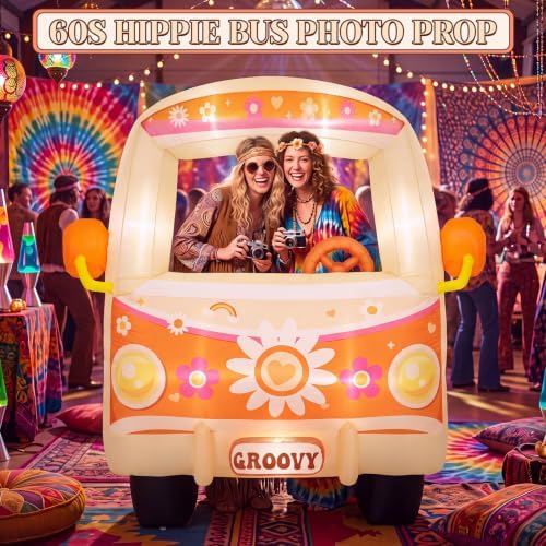 Soulchen 6FT Inflatable Hippie Bus Photo Booth Groovy 60s 70s Decoration - Image 5