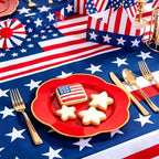 Liacere 50PCS Red Plastic Plates - Heavy Duty Disposable Plate-Red and Gold Include 25PCS Dinner Plate, 25PCS Dessert Plates for Party & Baby Shower & Graduation & Independence Day - Image 5