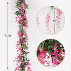 Artificial Wisteria Garland 3Pcs 7.2Ft/Pc Wisteria Hanging Flowers Fuchsia - Image 6