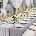 351-Piece White Plastic Plates & Gold Dinnerware Set for 50 Guests - Image 5