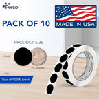 Perco Black Perforated Round Circle Dot Sticker 1-Inch Labels — 10 Rolls, 10,000 Stickers - Bold High Contrast for Pricing, Writing & Bin Labels, Strong Adhesive - Made in USA - Image 2