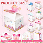 Ctosree 24 Pcs Butterfly Party Favor Boxes Floral Candy Treat Bags Pink Girl Butterfly Gift Paper Box Purple Blue Decor for Princess Birthday Party Baby Shower Supplies (Pack of 2) - Image 2