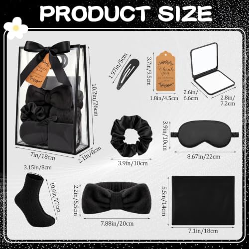 54 Pcs Baby Shower Prizes for Winners Prizes Gifts 6 Sets with Headbands Eye Masks Mirrors Hair Ties Hair Clips Socks Storage Bags Thank Card Gift Bag for Baby Shower Party Wedding(Black) - Image 2