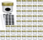 4oz Glass Jars With Regular Lids,Mini Wide Mouth Mason Jars,Clear Small Canning Jars With Gold Lids,Canning Jars For Honey,Herbs,Jam,Jelly,Baby Foods,Wedding Favor,Shower Favors 40 Pack by Encheng