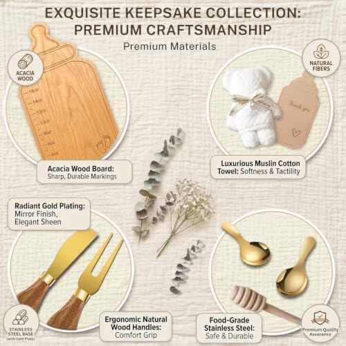 Baby Bottle Shaped Acacia Wood Cheese Board Gift Set - Premium Baby Shower Prizes for Game Winners, Gender Reveal & Bridal Shower Party Favors for Guests Acacia Wood 6 Sets - Image 4