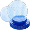 Festiva 60PCS Clear Blue Plastic Plates - Heavy Duty Weave Pattern Fancy Disposable Plates -serve for 30 guests Include 30PCS 10" & 30PCS 7" Plates for Birthday & Easter Party(Blue) by Festiva
