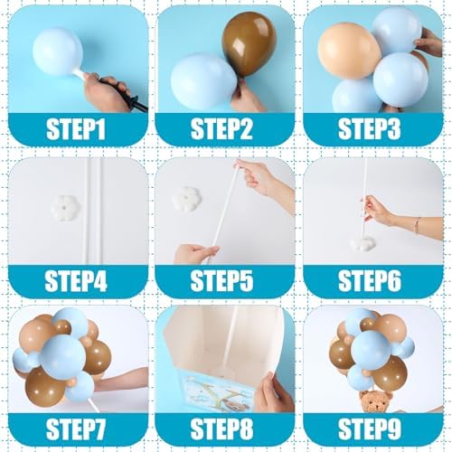 Lenwen 6 Sets Baby Letter Boxes Baby Shower Decor, Bear, Blue - Image 3
