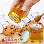 Aliggbent 96 Pack Mini Honey Jars, 1.5oz Hexagon Glass with Dippers - Image 4