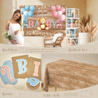 Bear Gender Reveal Decorations, He or She Gender Reveal Party Decoration, Boy or Girl Bear Theme Party Supplies with Backdrop BABY-Box Tablecloth Mom to Be Sash Dad to Be Pin Balloon Arch - Image 4
