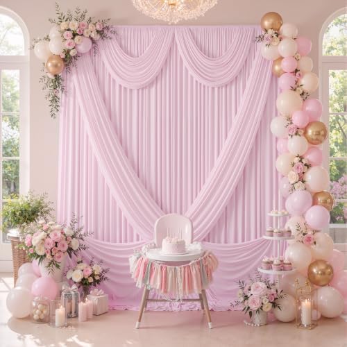 50×10 Light Pink Curtains for Wedding Party Backdrop Decor-10 Panel 5×10ft - Image 6