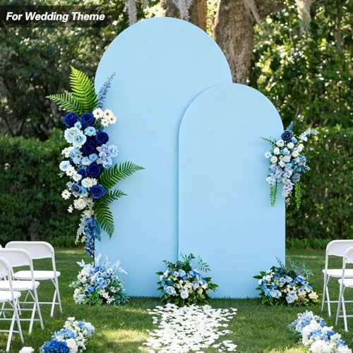 8 FT Arch Backdrop Cover, Wedding Blue Arch Covers Stretchy Backdrop Spandex Fitted for Chiara Stand Birthday Baby Shower Party Ceremony Decoration Blue 8FT - Image 3