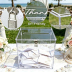 Pure Clear Acrylic Card Box with Slot & Lock, DIY Large Wedding Card Boxes for Reception, Elegant Money Envelop Gift Cards Box for Party Wedding Birthday Baby Shower Graduation Table Decor - Image 6