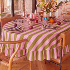 Tudomro Striped Tablecloth, Round, Olive, Dusty Rose, 60'' X 60'' - Image 7